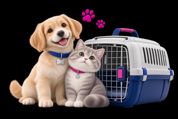 A dog and a cat